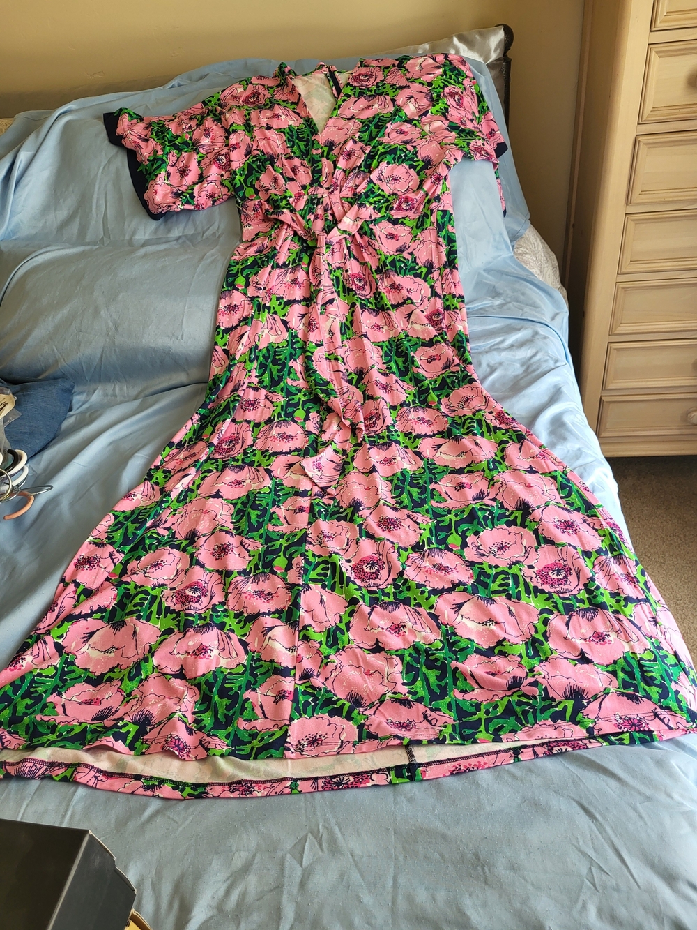 Lilly Pulitzer Wisteria - Pink Floral Maxi Dress with Green Leaves - Picture 2 of 10